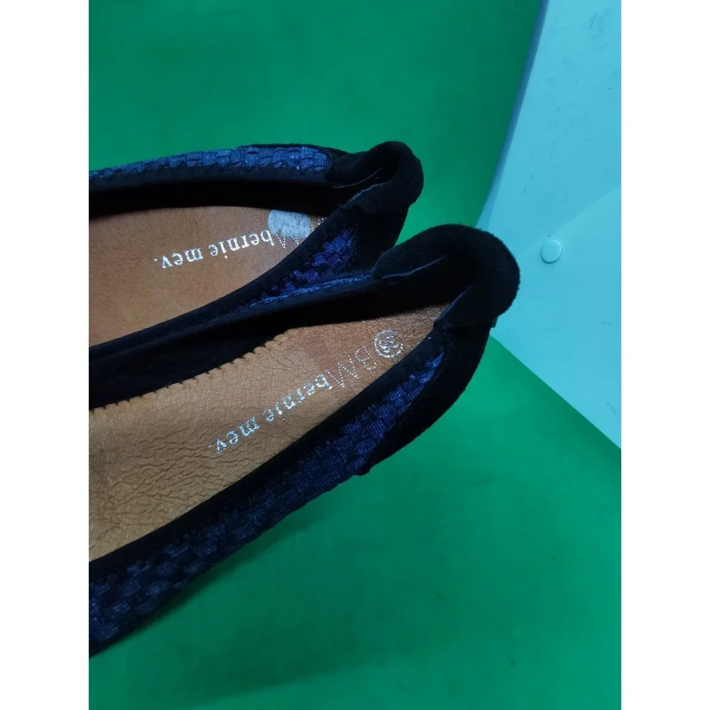 Bernie Mev Bella Me Womens EU 38 US 7 Ballet Flats Black Woven Cap Toe Comfort